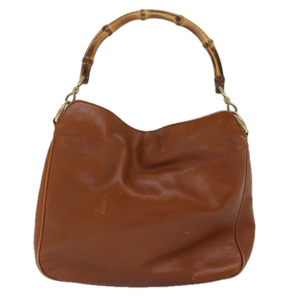 GUCCI Bamboo Hand Bag Leather 2way Brown Gold 001 1705 1638 yk14231
