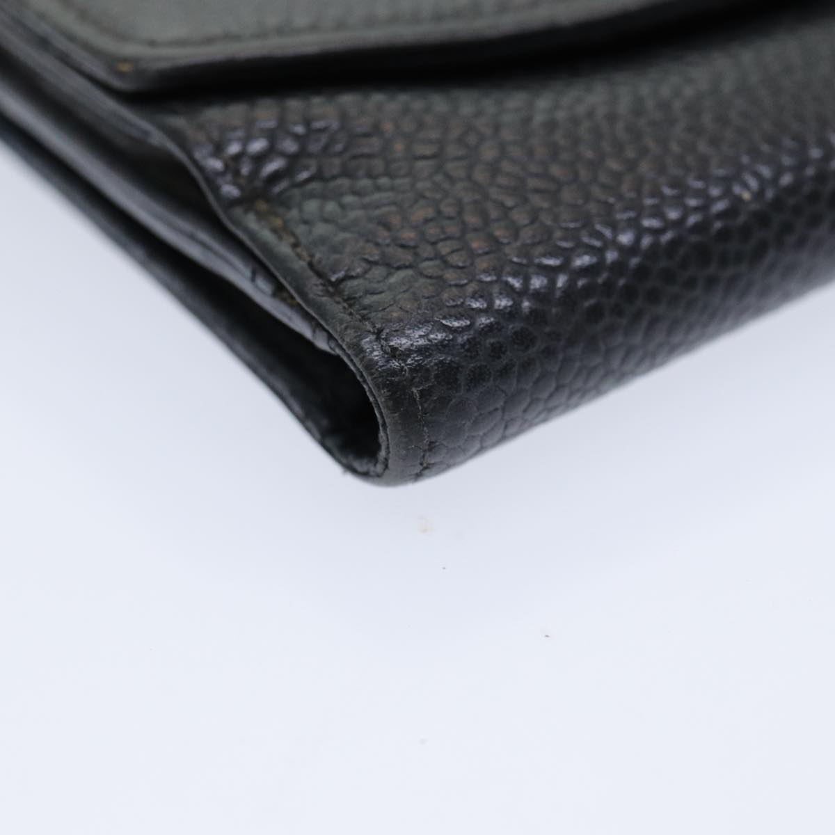 CHANEL COCO Mark Wallet Caviar Skin Black Gold CC yk14253
