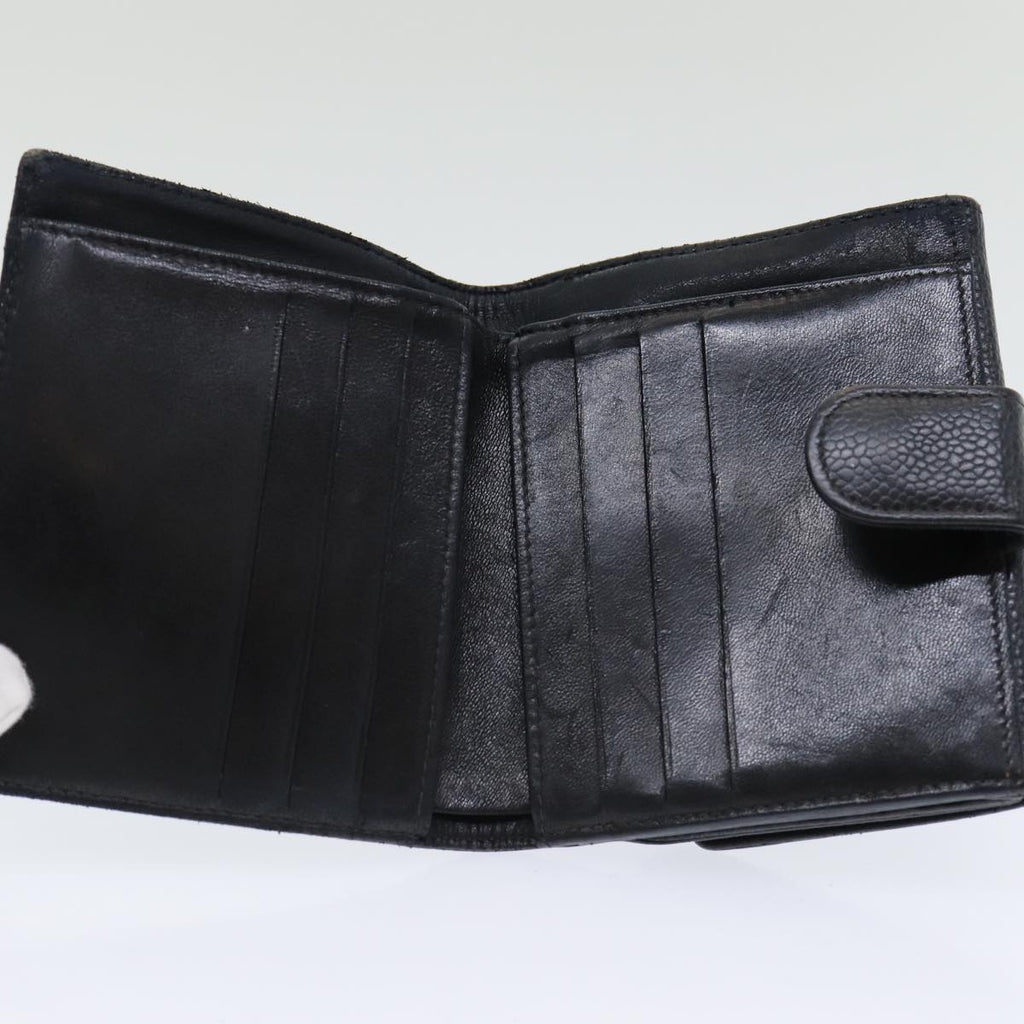 CHANEL COCO Mark Wallet Caviar Skin Black Gold CC yk14253