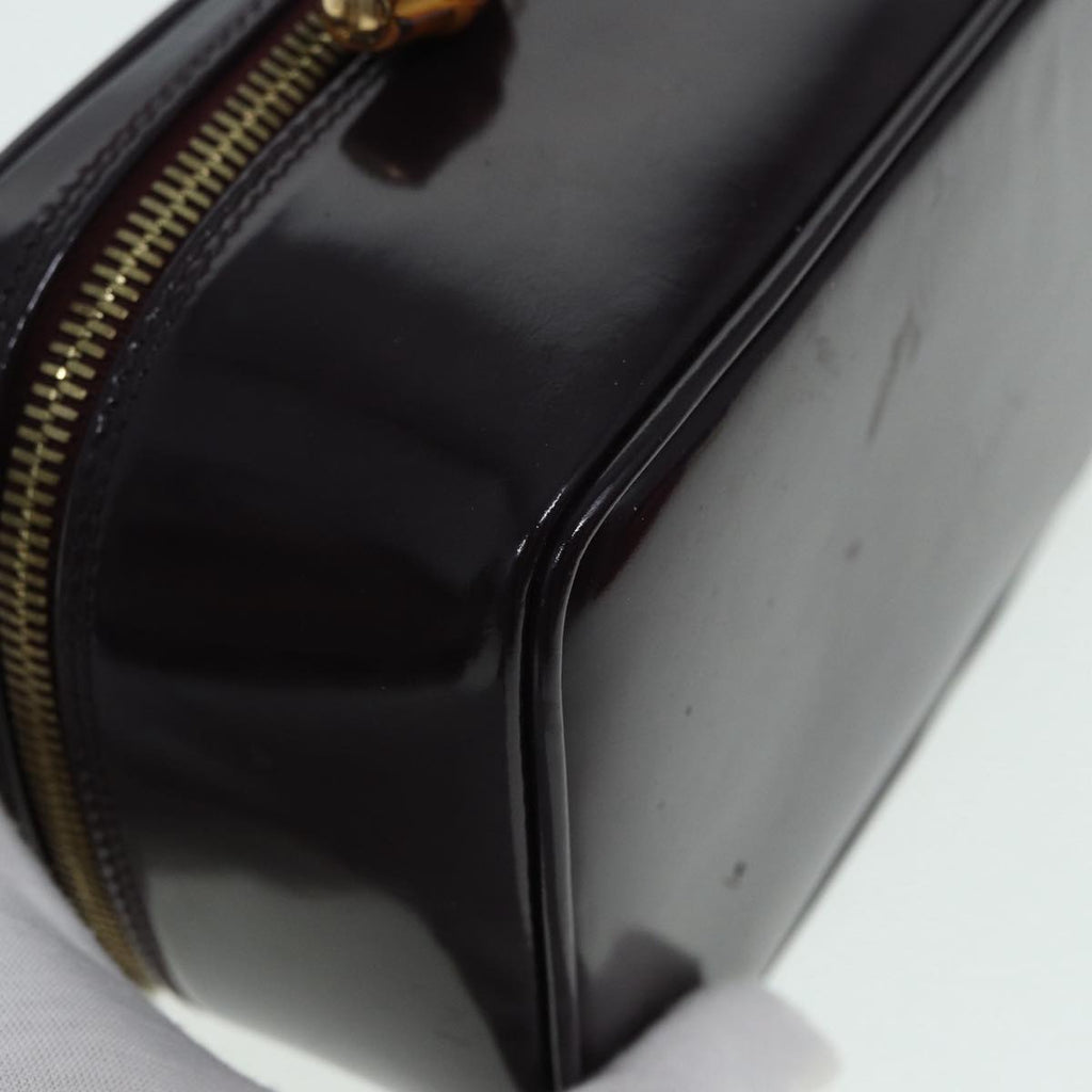 GUCCI Bamboo Vanity Hand Bag Patent Purple Gold 032 1956 0151 yk14260