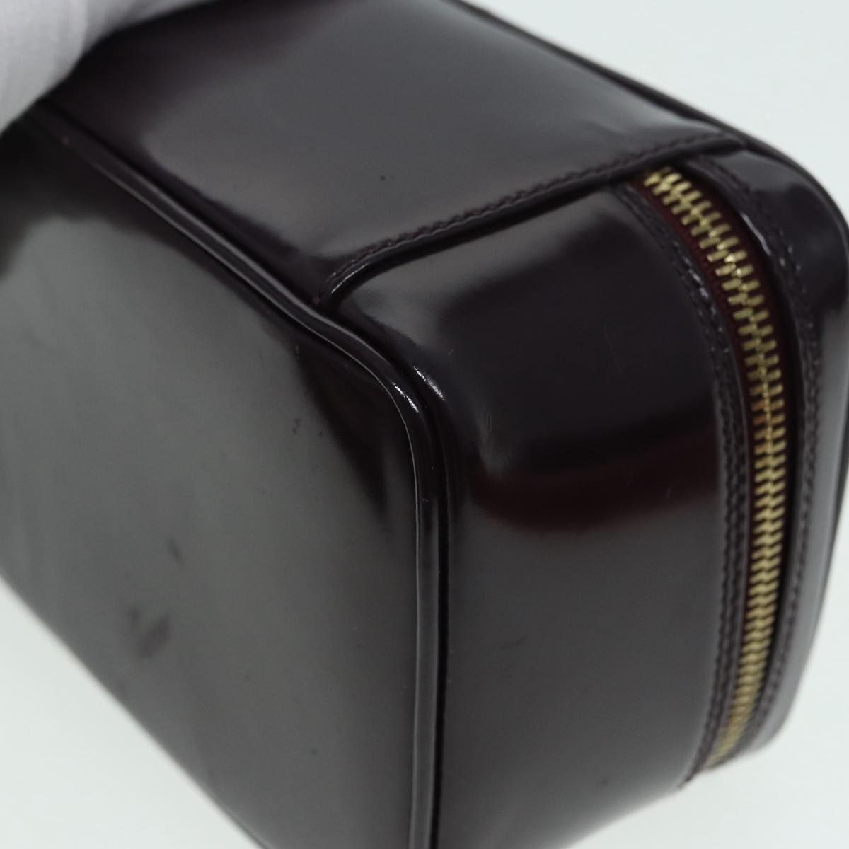 GUCCI Bamboo Vanity Hand Bag Patent Purple Gold 032 1956 0151 yk14260