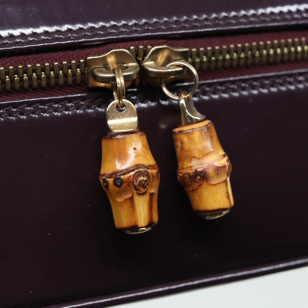 GUCCI Bamboo Vanity Hand Bag Patent Purple Gold 032 1956 0151 yk14260