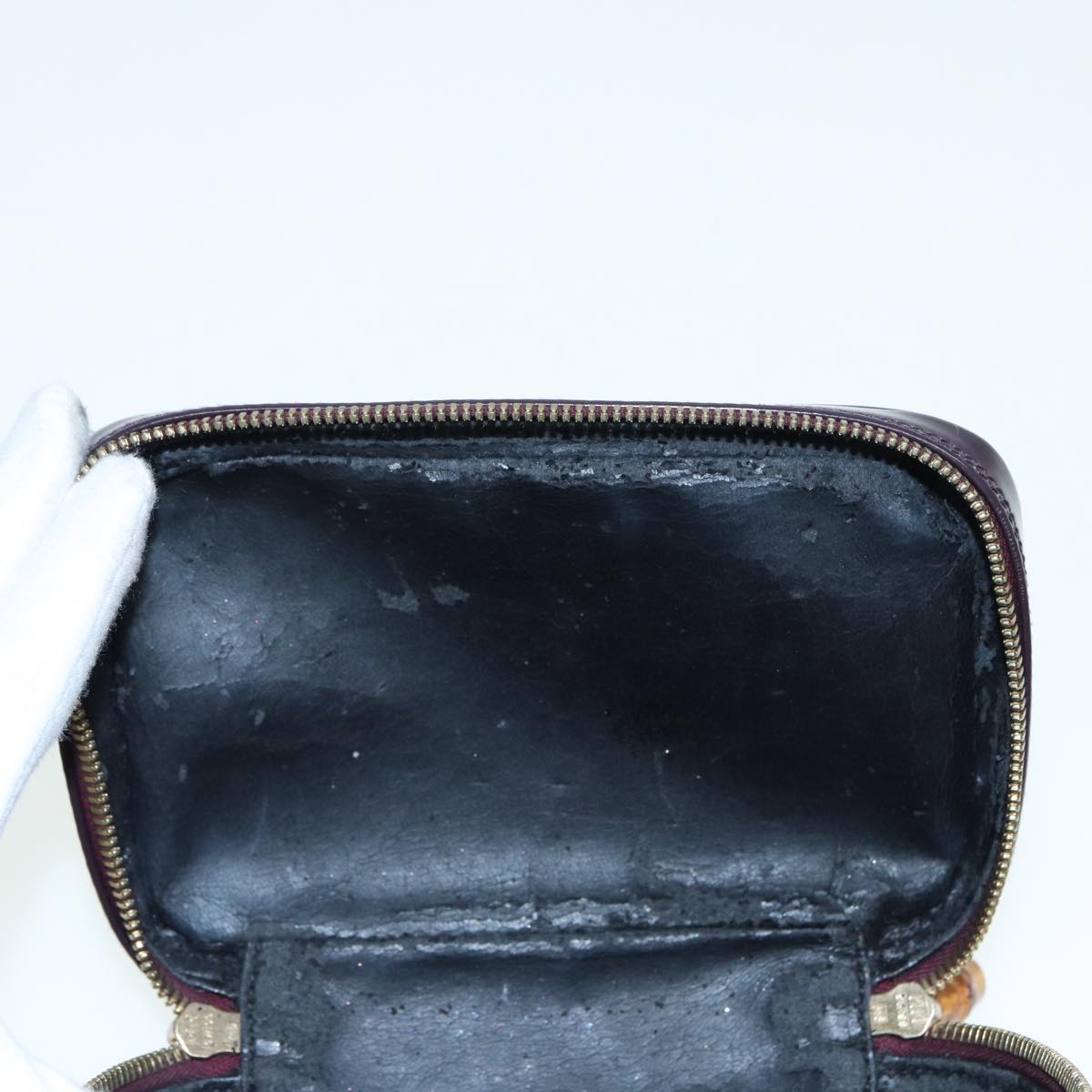 GUCCI Bamboo Vanity Hand Bag Patent Purple Gold 032 1956 0151 yk14260