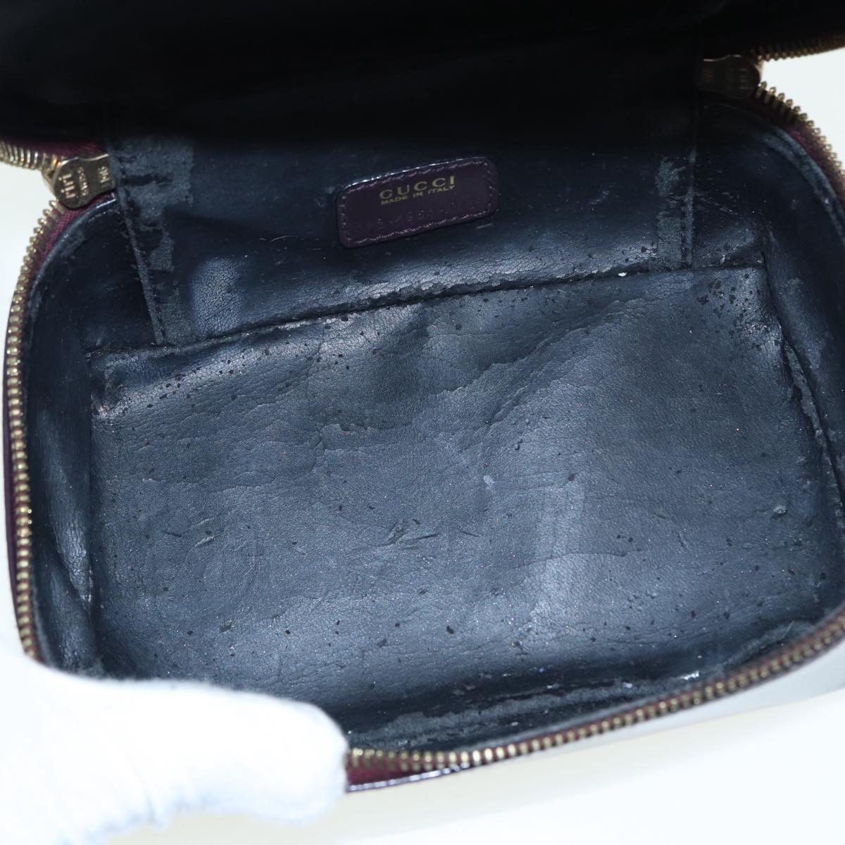GUCCI Bamboo Vanity Hand Bag Patent Purple Gold 032 1956 0151 yk14260