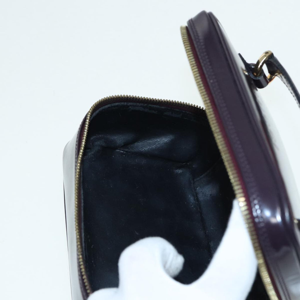 GUCCI Bamboo Vanity Hand Bag Patent Purple Gold 032 1956 0151 yk14260