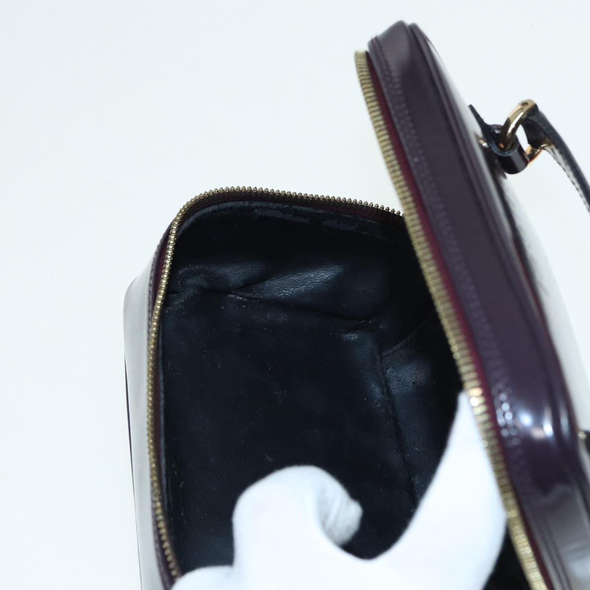 GUCCI Bamboo Vanity Hand Bag Patent Purple Gold 032 1956 0151 yk14260