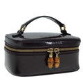 GUCCI Bamboo Vanity Hand Bag Patent Purple Gold 032 1956 0151 yk14260
