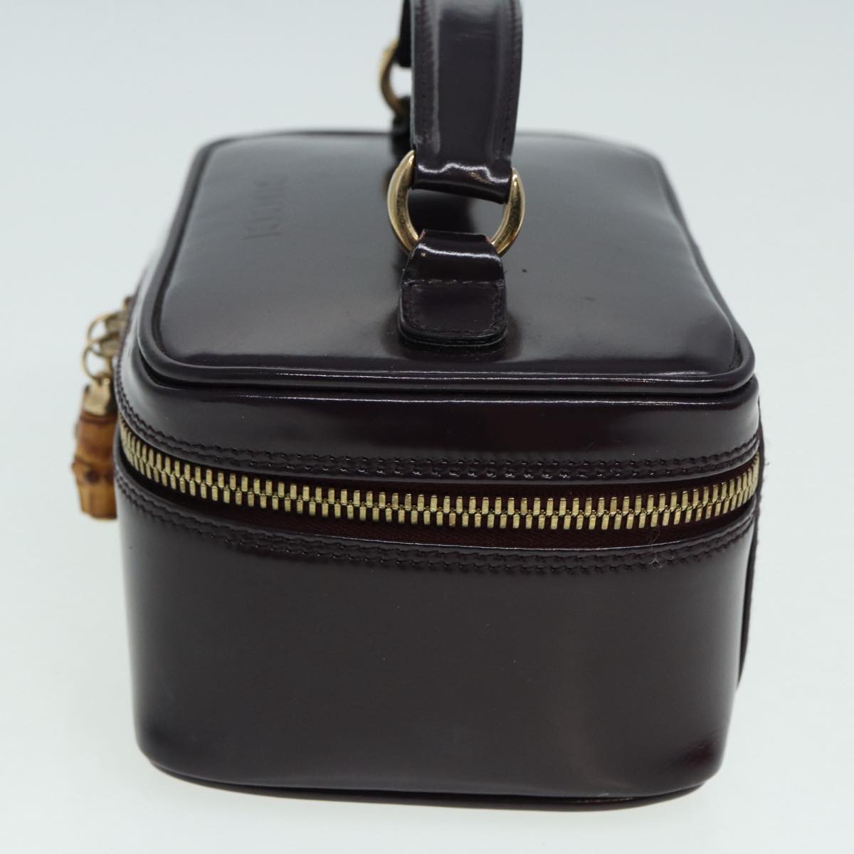 GUCCI Bamboo Vanity Hand Bag Patent Purple Gold 032 1956 0151 yk14260