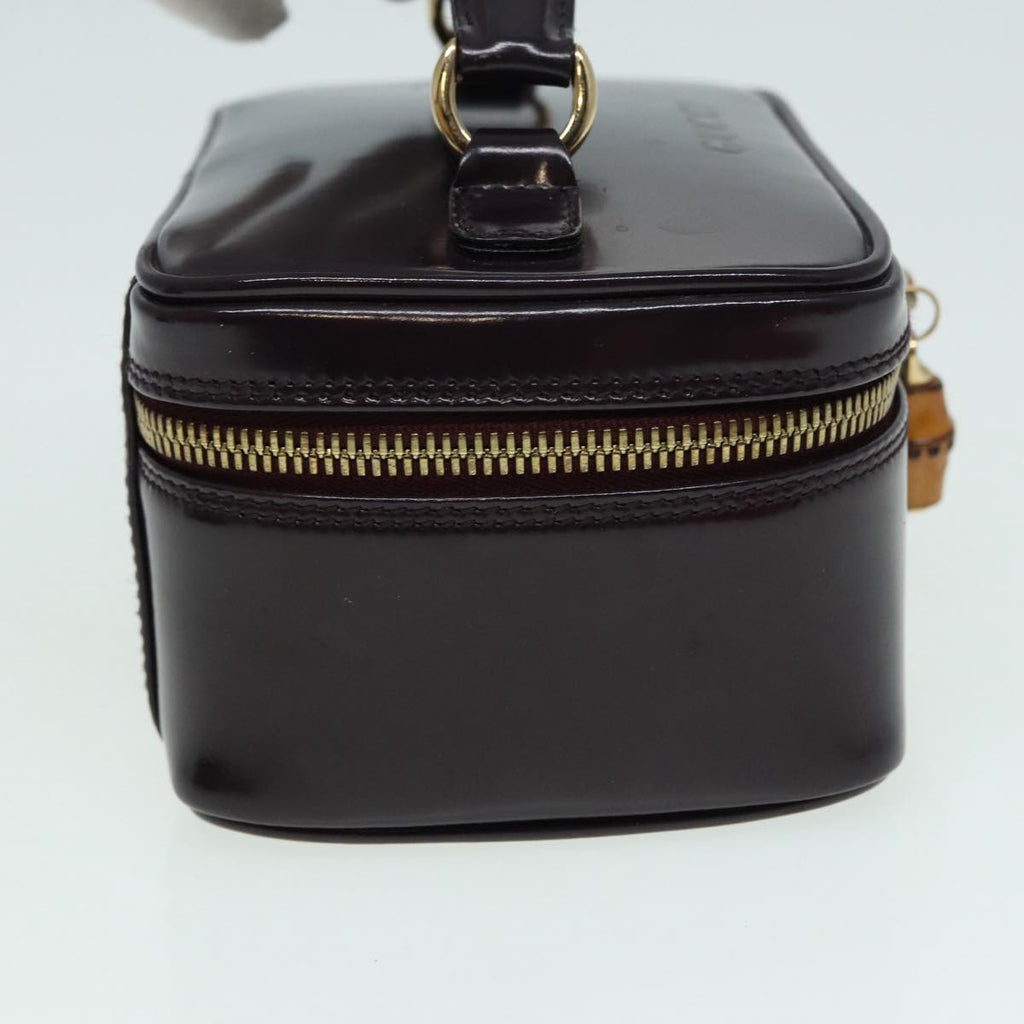 GUCCI Bamboo Vanity Hand Bag Patent Purple Gold 032 1956 0151 yk14260