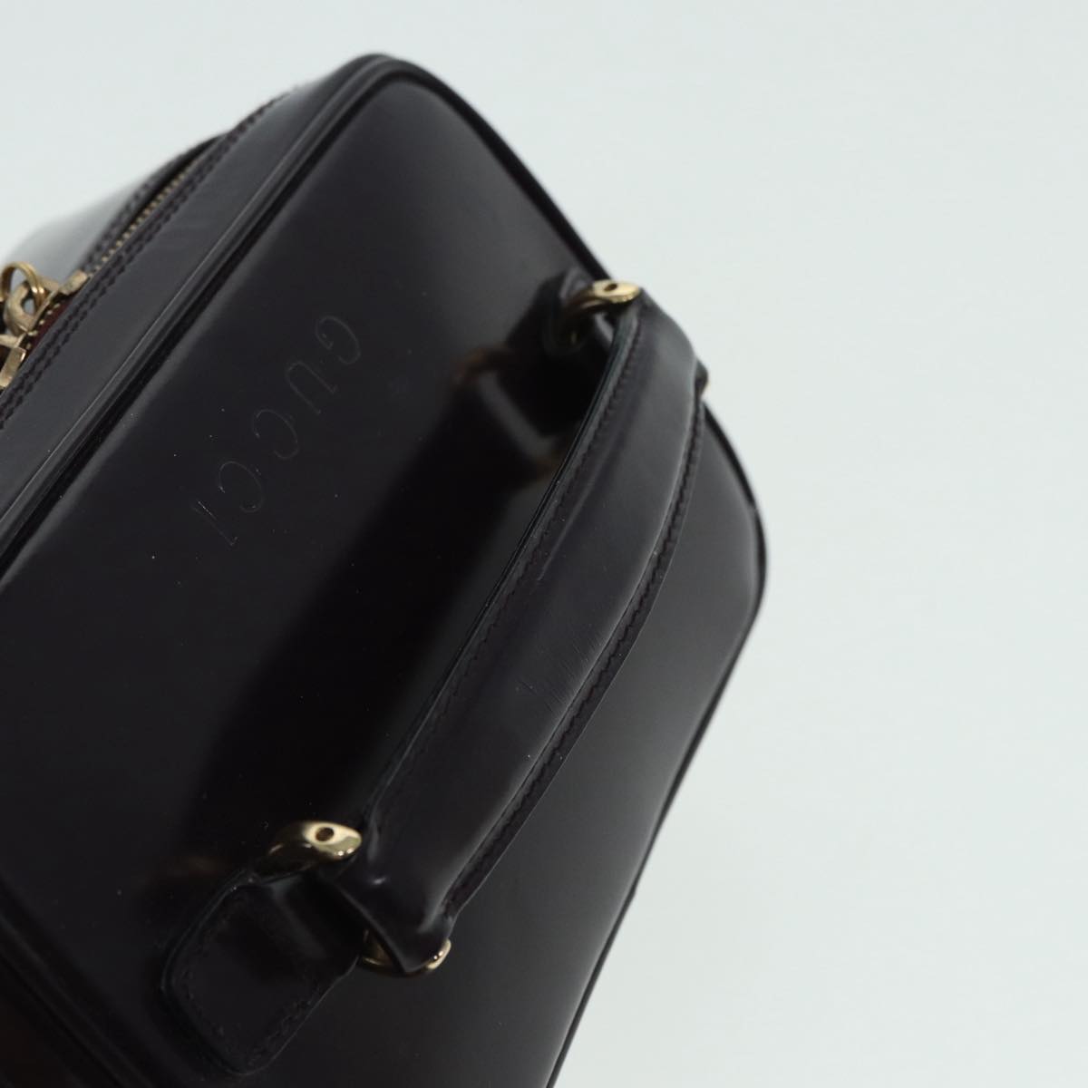 GUCCI Bamboo Vanity Hand Bag Patent Purple Gold 032 1956 0151 yk14260