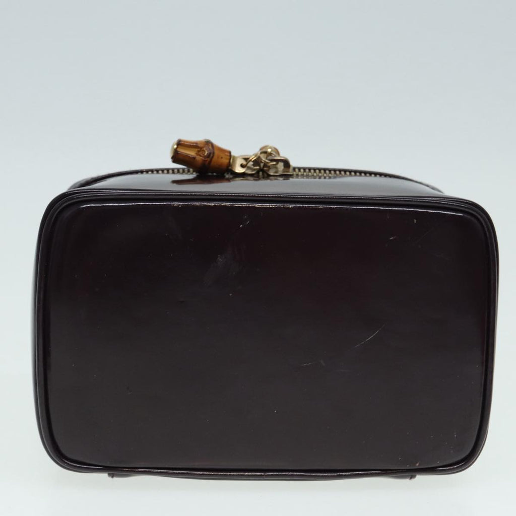 GUCCI Bamboo Vanity Hand Bag Patent Purple Gold 032 1956 0151 yk14260