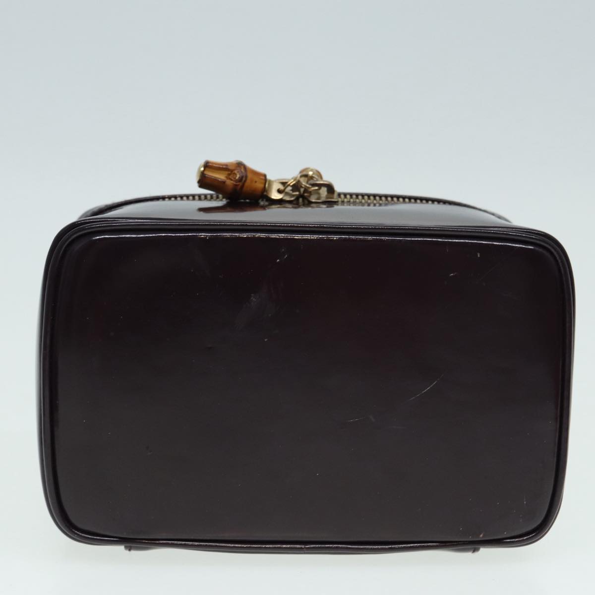 GUCCI Bamboo Vanity Hand Bag Patent Purple Gold 032 1956 0151 yk14260