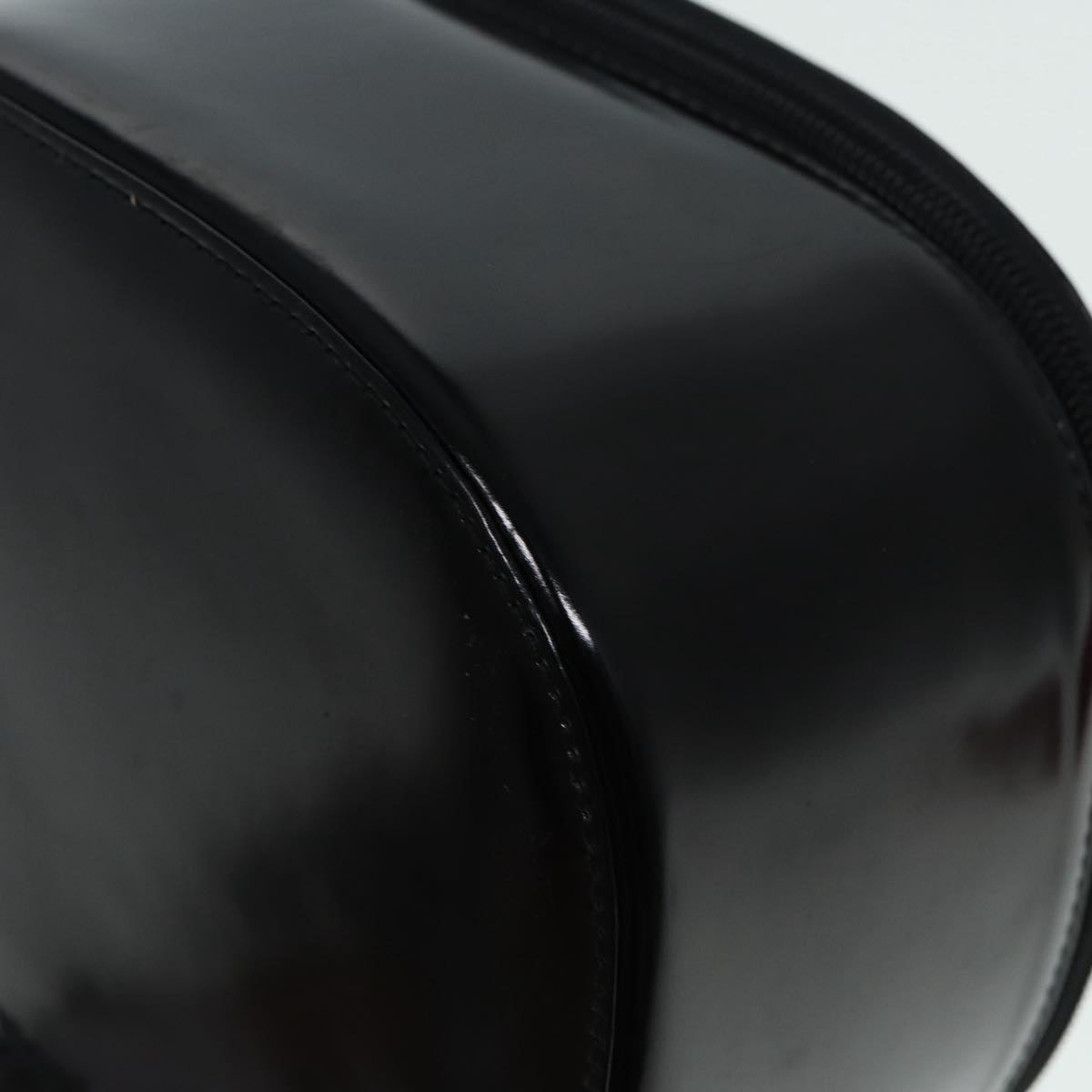 GUCCI Bamboo Vanity Hand Bag Patent Black Silver yk14261