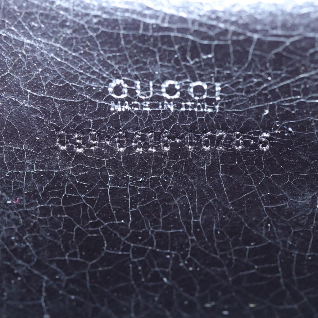 GUCCI Bamboo Vanity Hand Bag Patent Black Silver yk14261