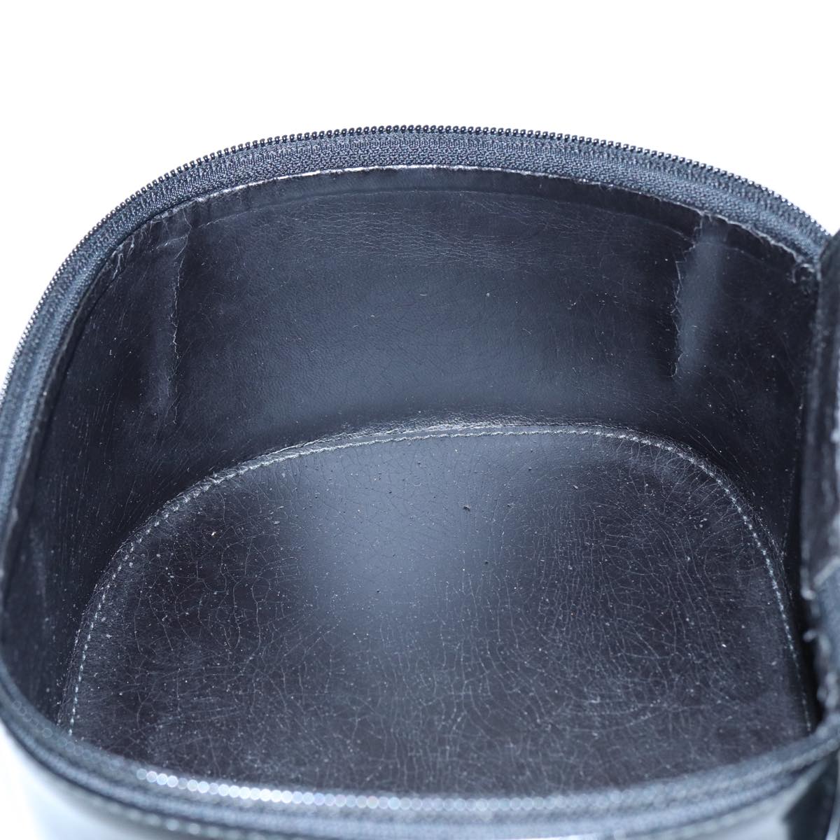 GUCCI Bamboo Vanity Hand Bag Patent Black Silver yk14261