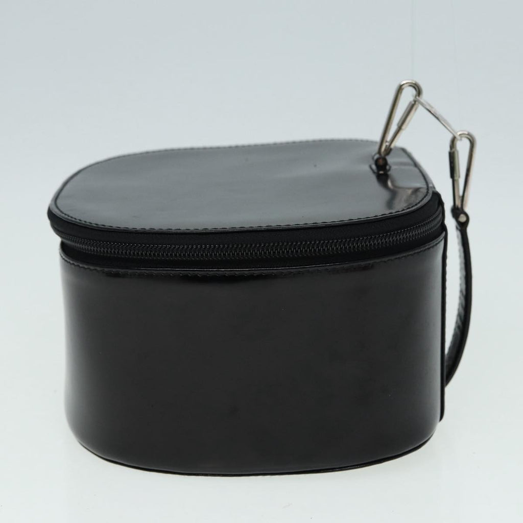 GUCCI Bamboo Vanity Hand Bag Patent Black Silver yk14261