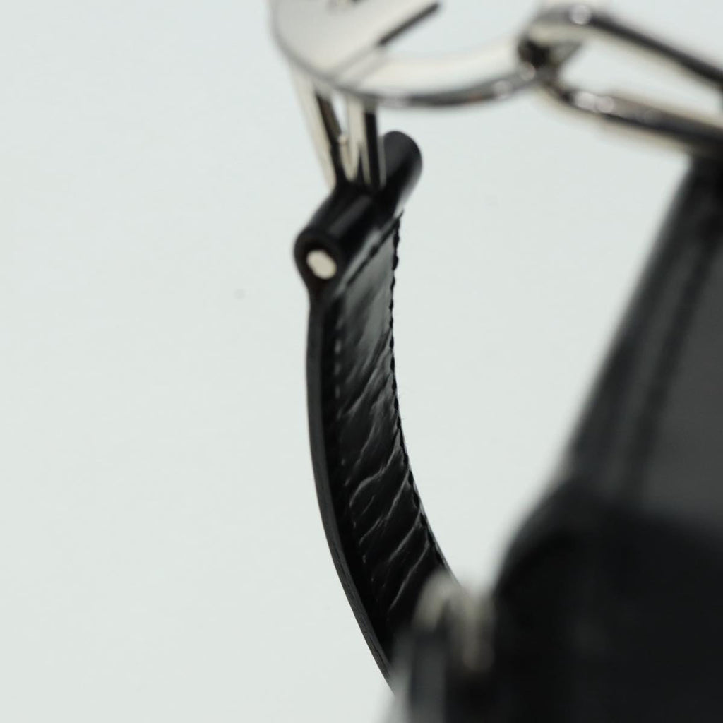 GUCCI Bamboo Vanity Hand Bag Patent Black Silver yk14261