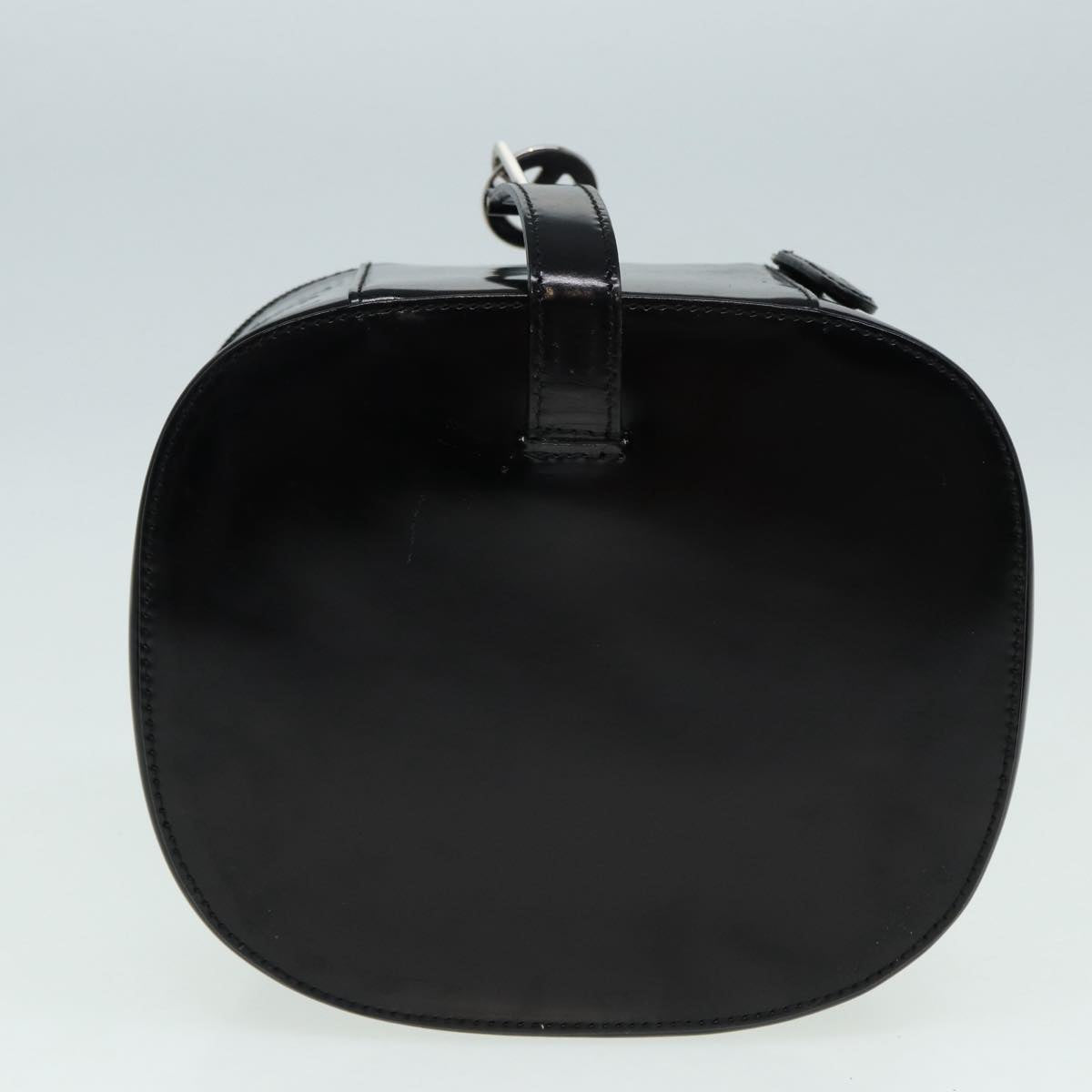 GUCCI Bamboo Vanity Hand Bag Patent Black Silver yk14261
