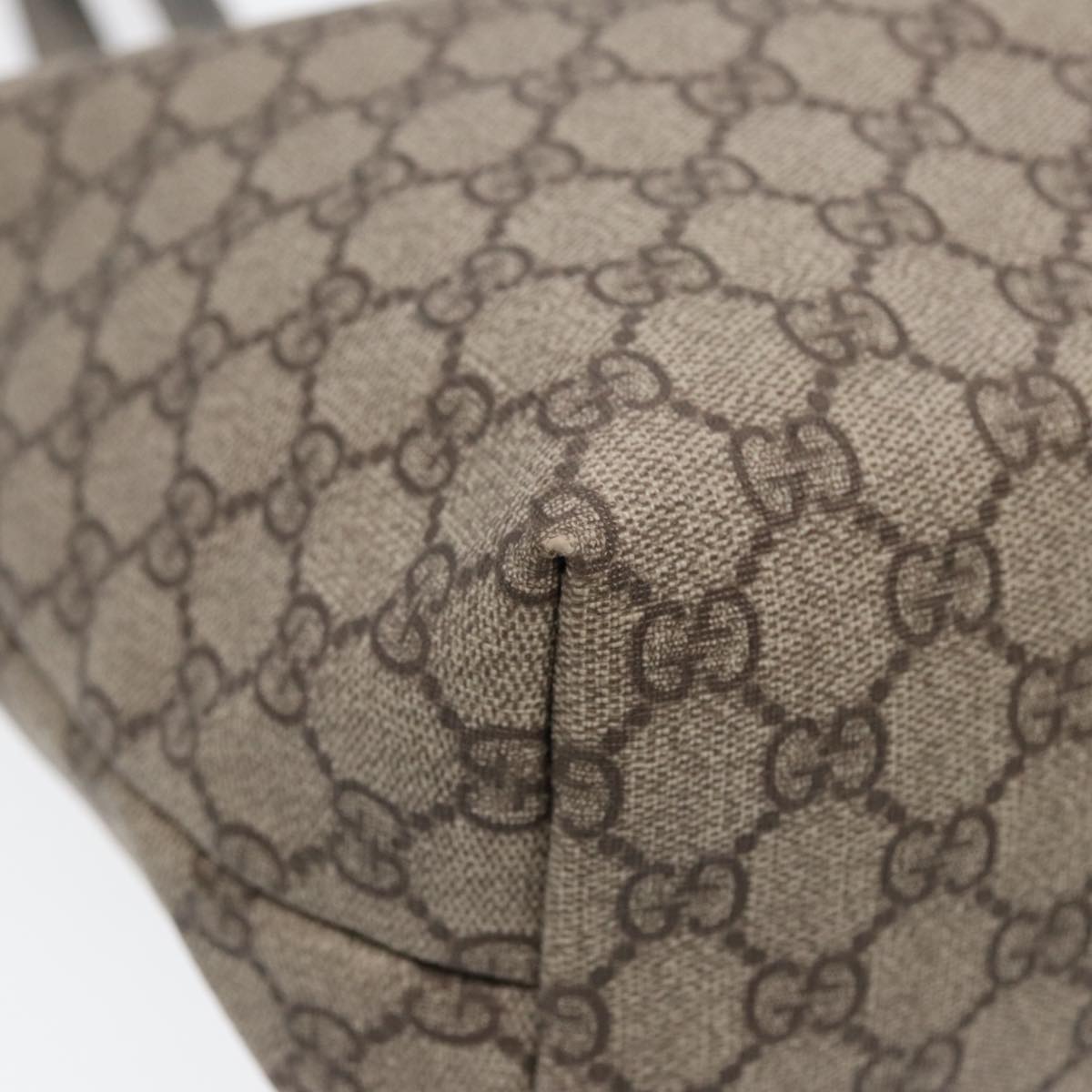 GUCCI GG Supreme Tote Bag PVC Leather Beige Silver 189896 yk14275