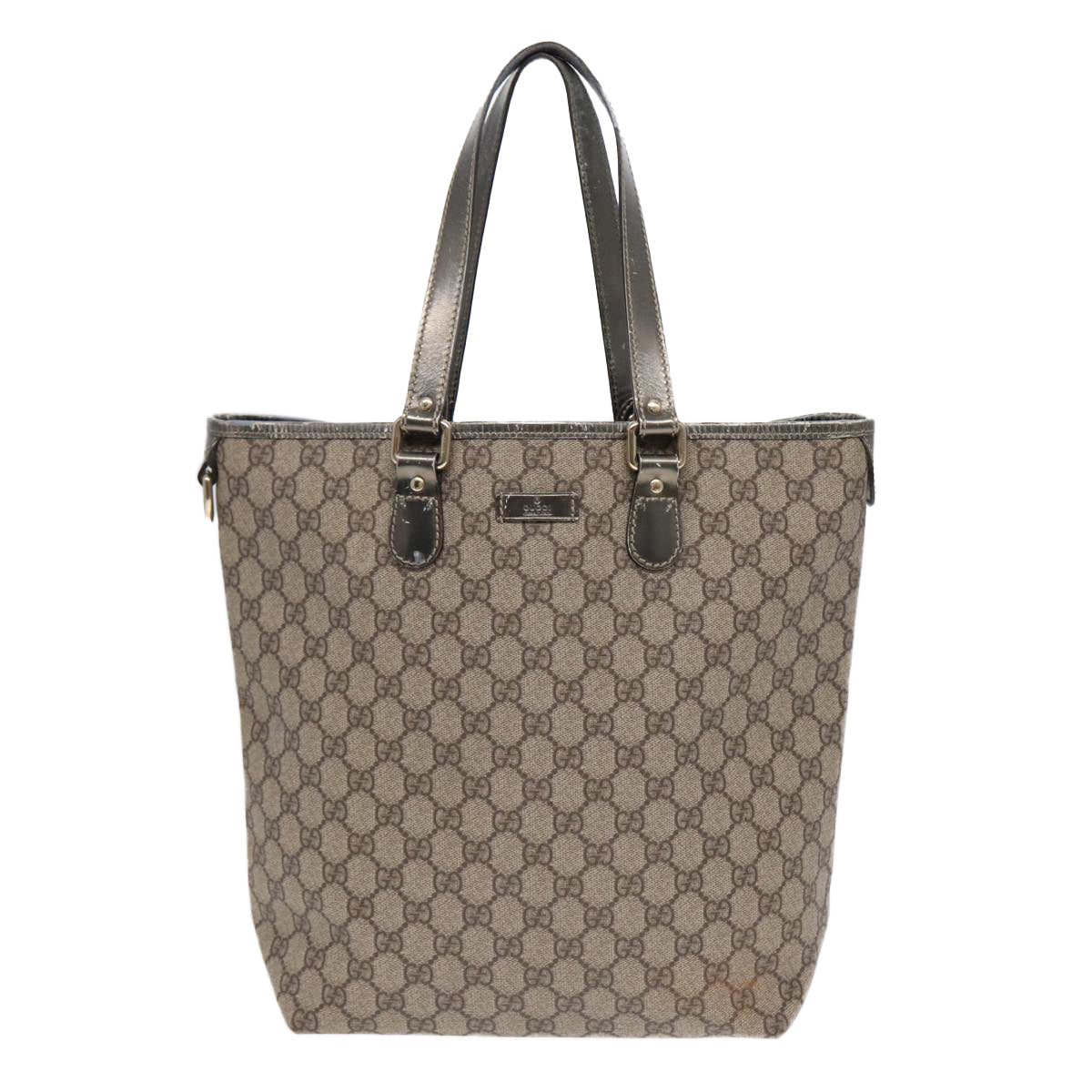 GUCCI GG Supreme Tote Bag PVC Leather Beige Silver 189896 yk14275