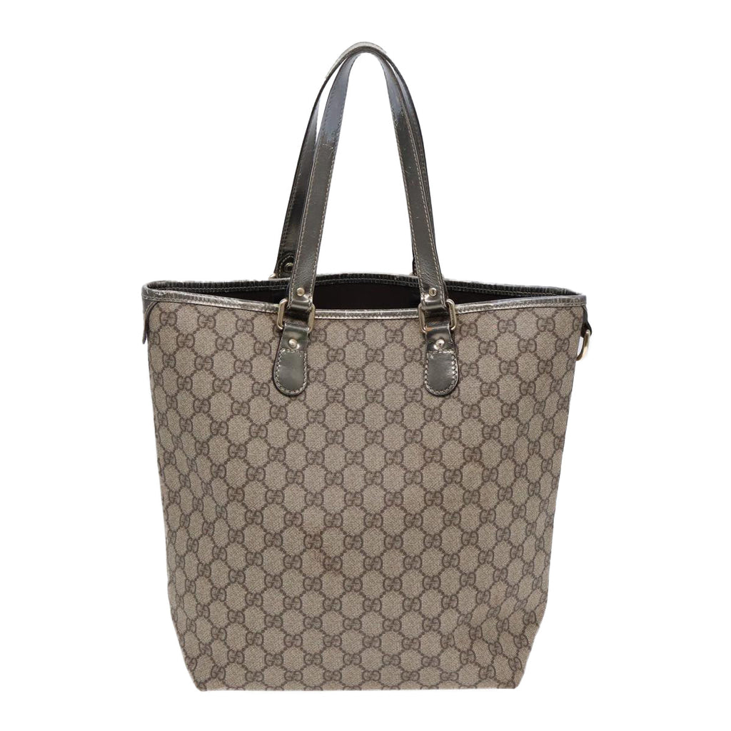 GUCCI GG Supreme Tote Bag PVC Leather Beige Silver 189896 yk14275