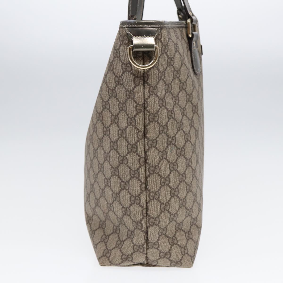GUCCI GG Supreme Tote Bag PVC Leather Beige Silver 189896 yk14275