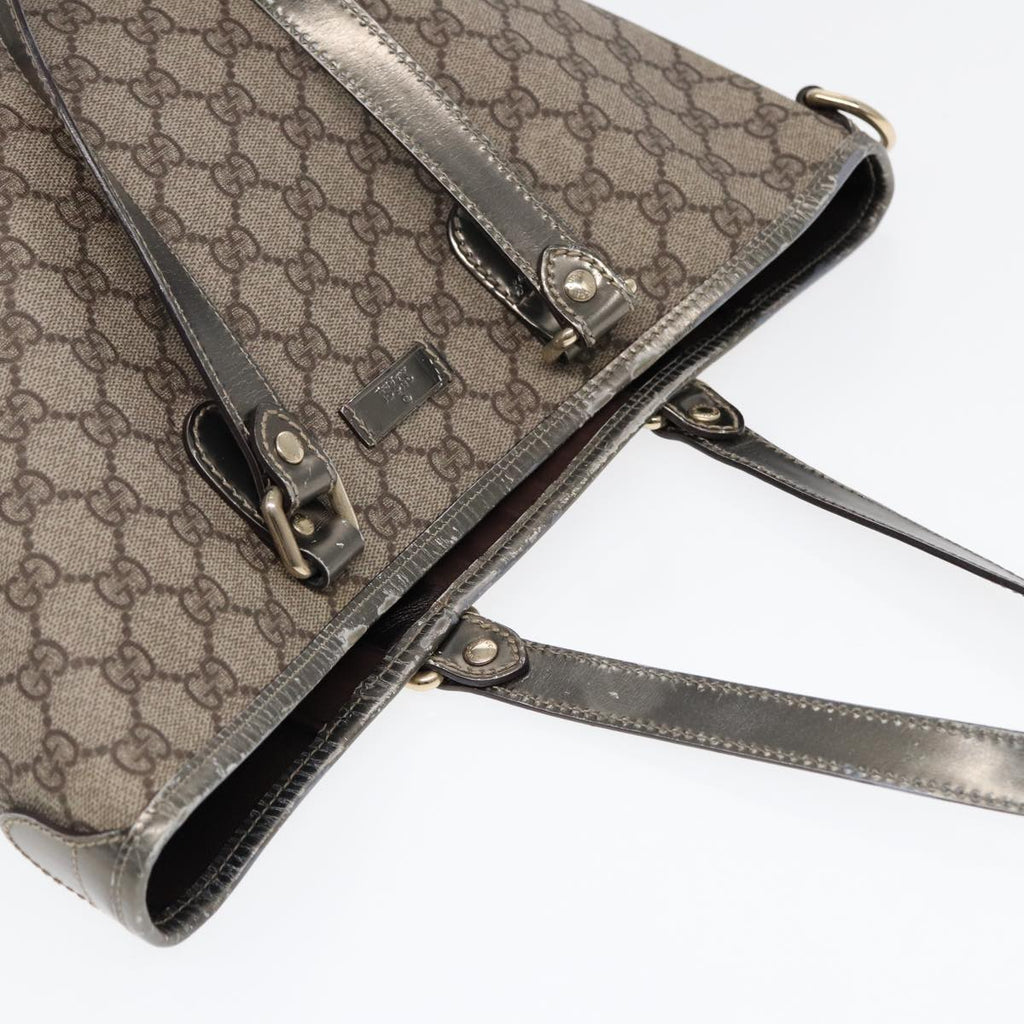 GUCCI GG Supreme Tote Bag PVC Leather Beige Silver 189896 yk14275
