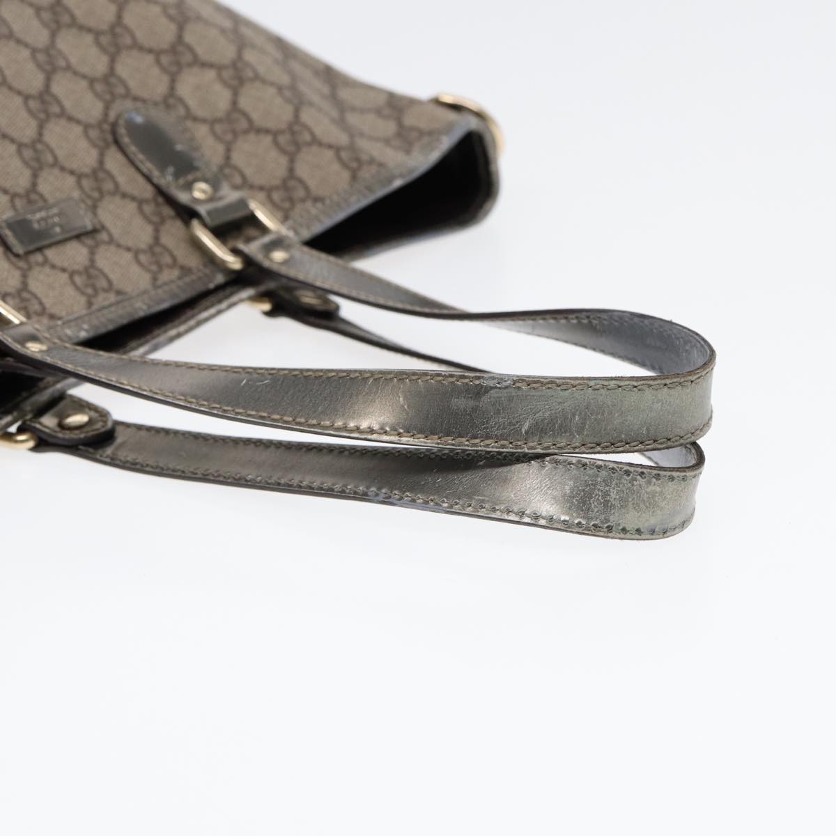 GUCCI GG Supreme Tote Bag PVC Leather Beige Silver 189896 yk14275