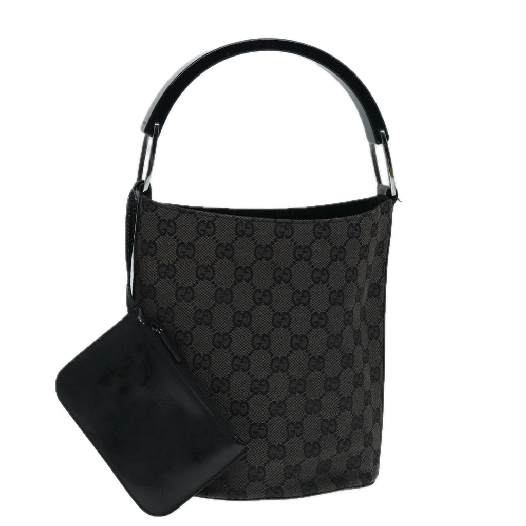GUCCI GG Canvas Hand Bag Black Silver 001 3753 2684 yk14293