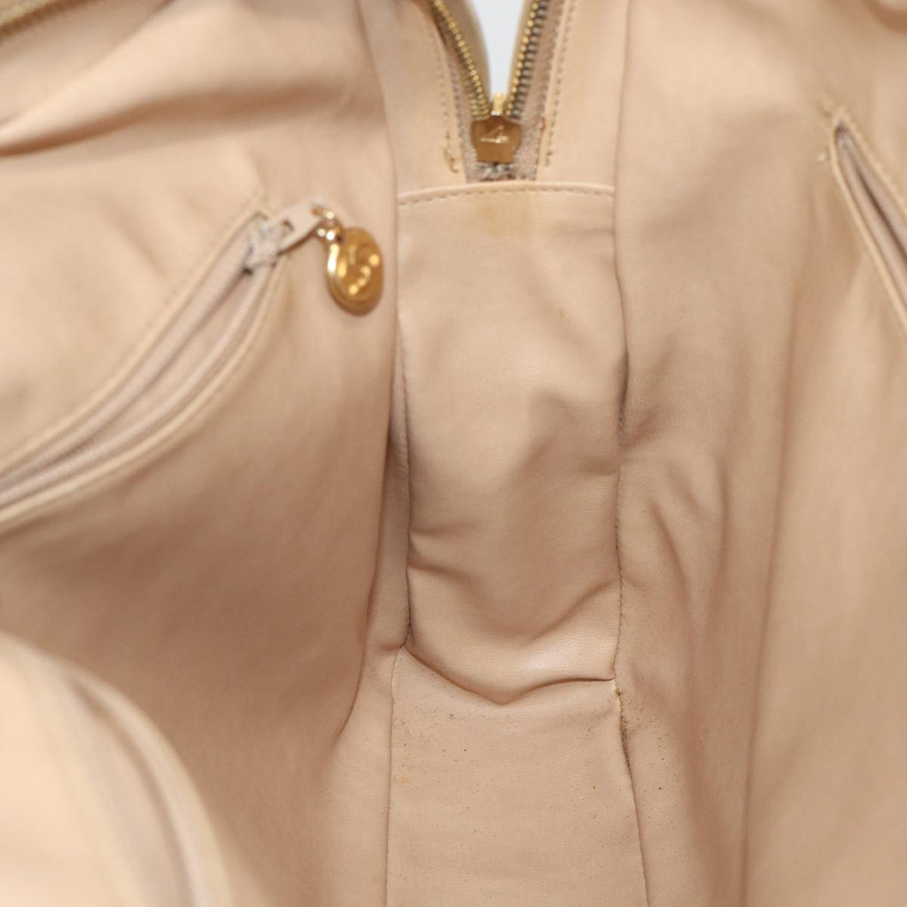 CHANEL V Stitch Hand Bag Leather 2way Beige Gold CC yk14320