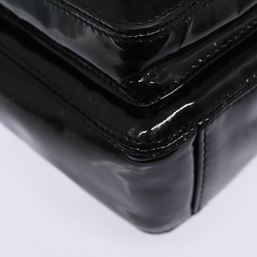 CHANEL COCO Mark Shoulder Bag Enamel Black Silver CC yk14331