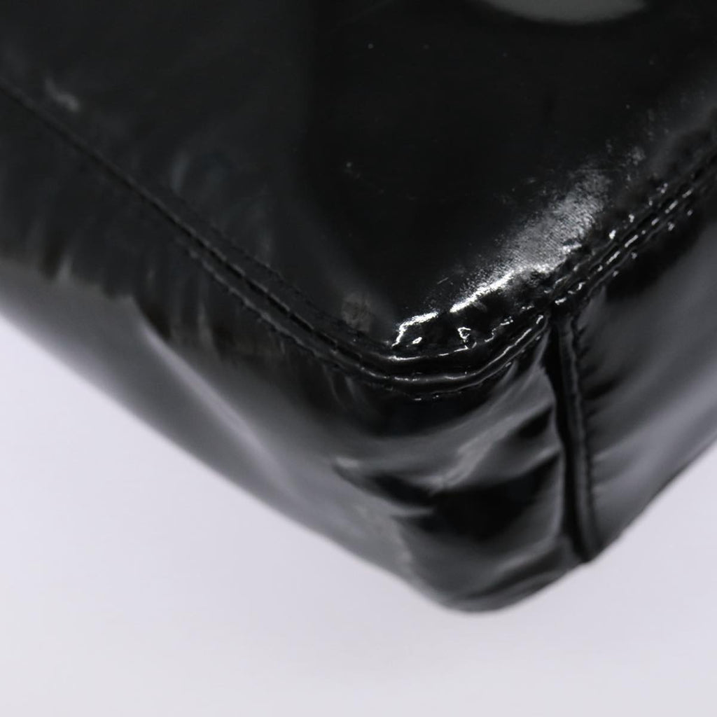 CHANEL COCO Mark Shoulder Bag Enamel Black Silver CC yk14331