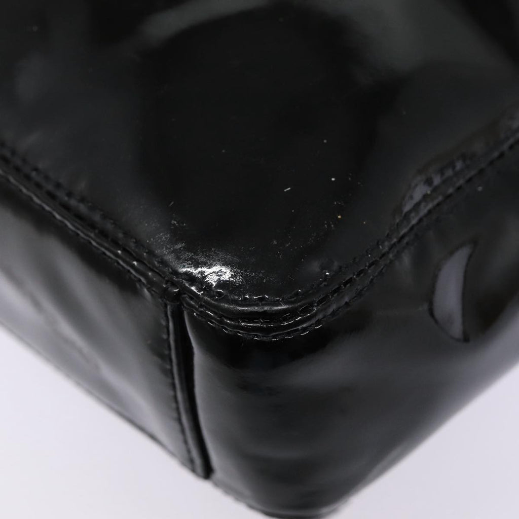CHANEL COCO Mark Shoulder Bag Enamel Black Silver CC yk14331