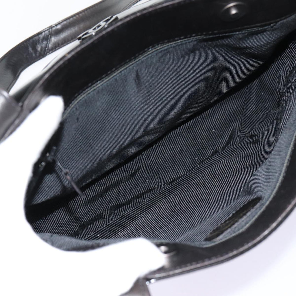 CHANEL COCO Mark Shoulder Bag Enamel Black Silver CC yk14331