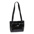 CHANEL COCO Mark Shoulder Bag Enamel Black Silver CC yk14331