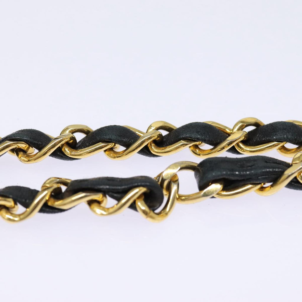 CHANEL Matelasse Turn Lock Chain Hand Bag Lamb Skin Black Gold CC yk14333A