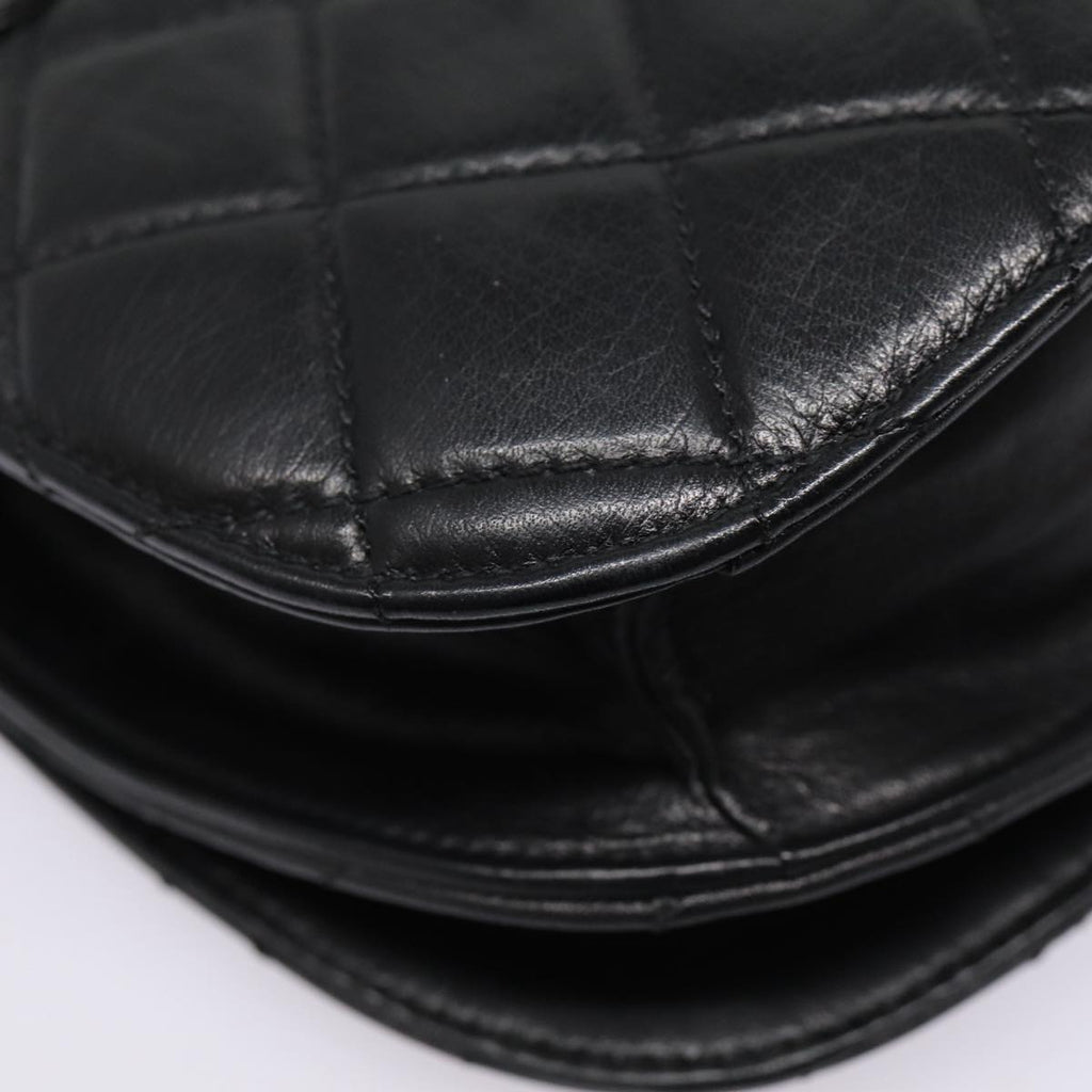 CHANEL Matelasse Turn Lock Waist bag Leather Black Gold CC yk14337