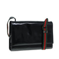 GUCCI Web Sherry Line Shoulder Bag Patent Leather Black Red 0013248 yk14343