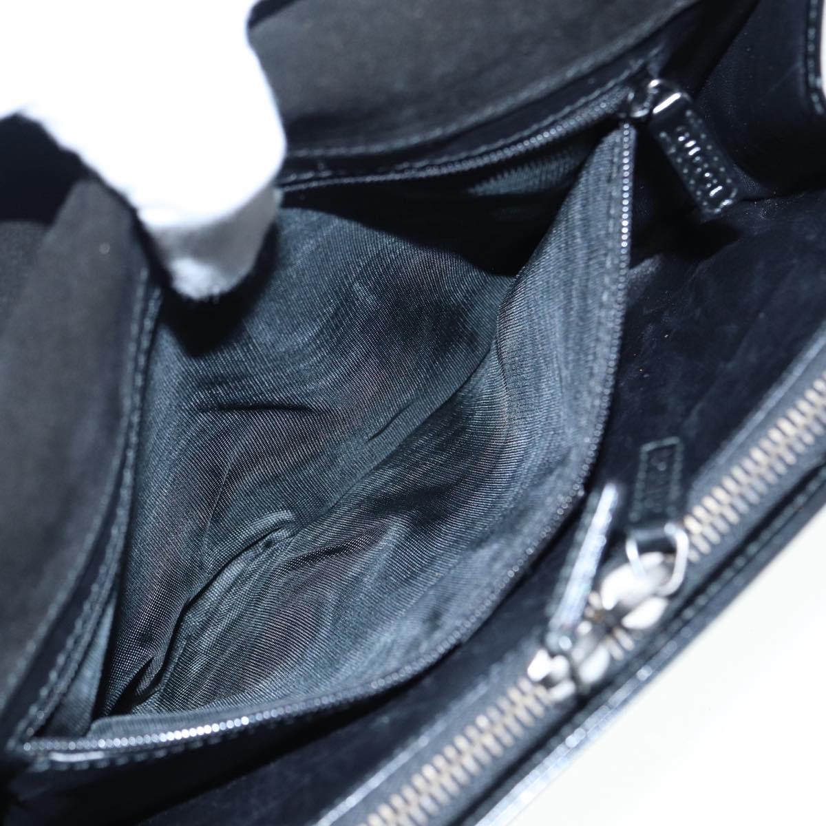 GUCCI Web Sherry Line Shoulder Bag Patent Leather Black Red 0013248 yk14343
