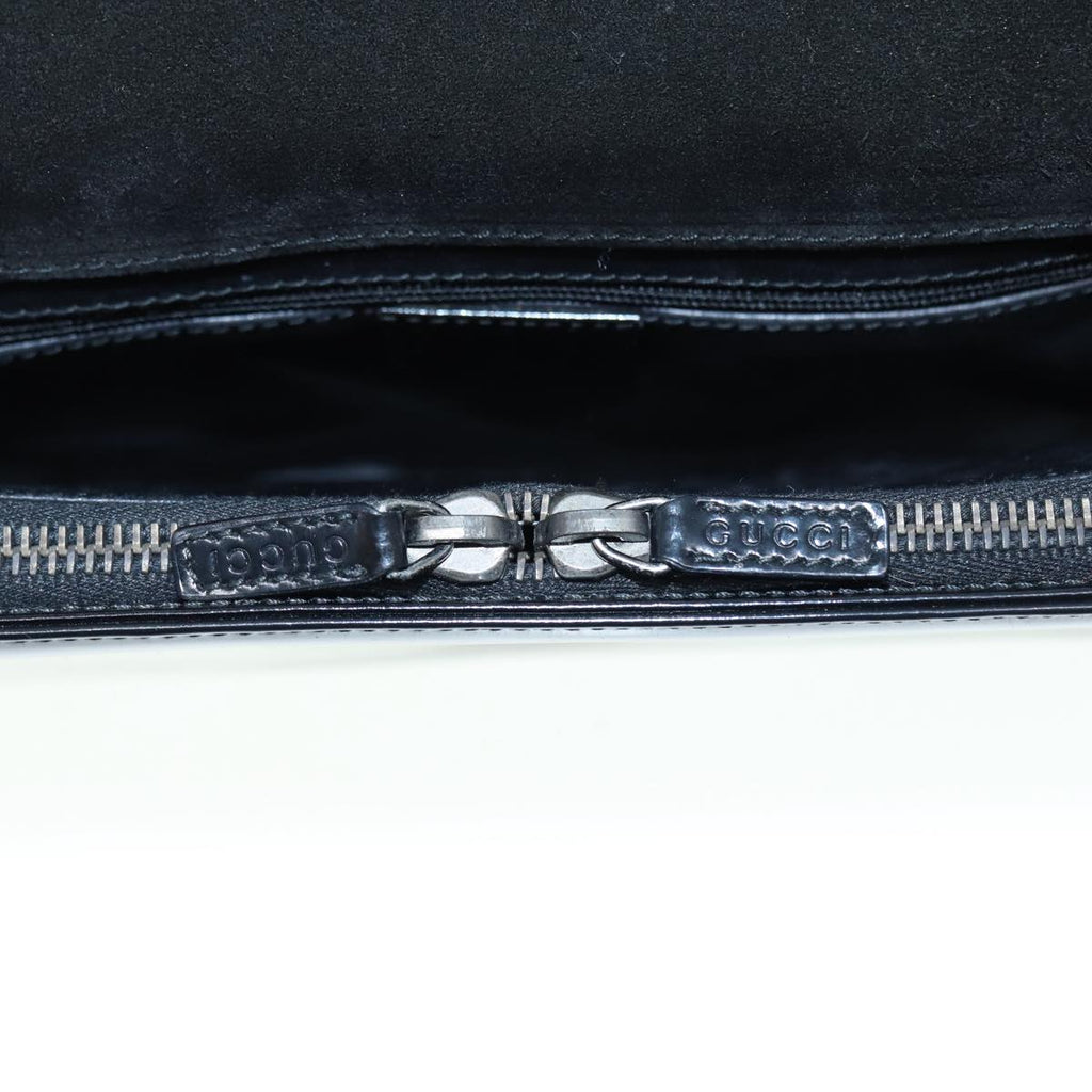 GUCCI Web Sherry Line Shoulder Bag Patent Leather Black Red 0013248 yk14343