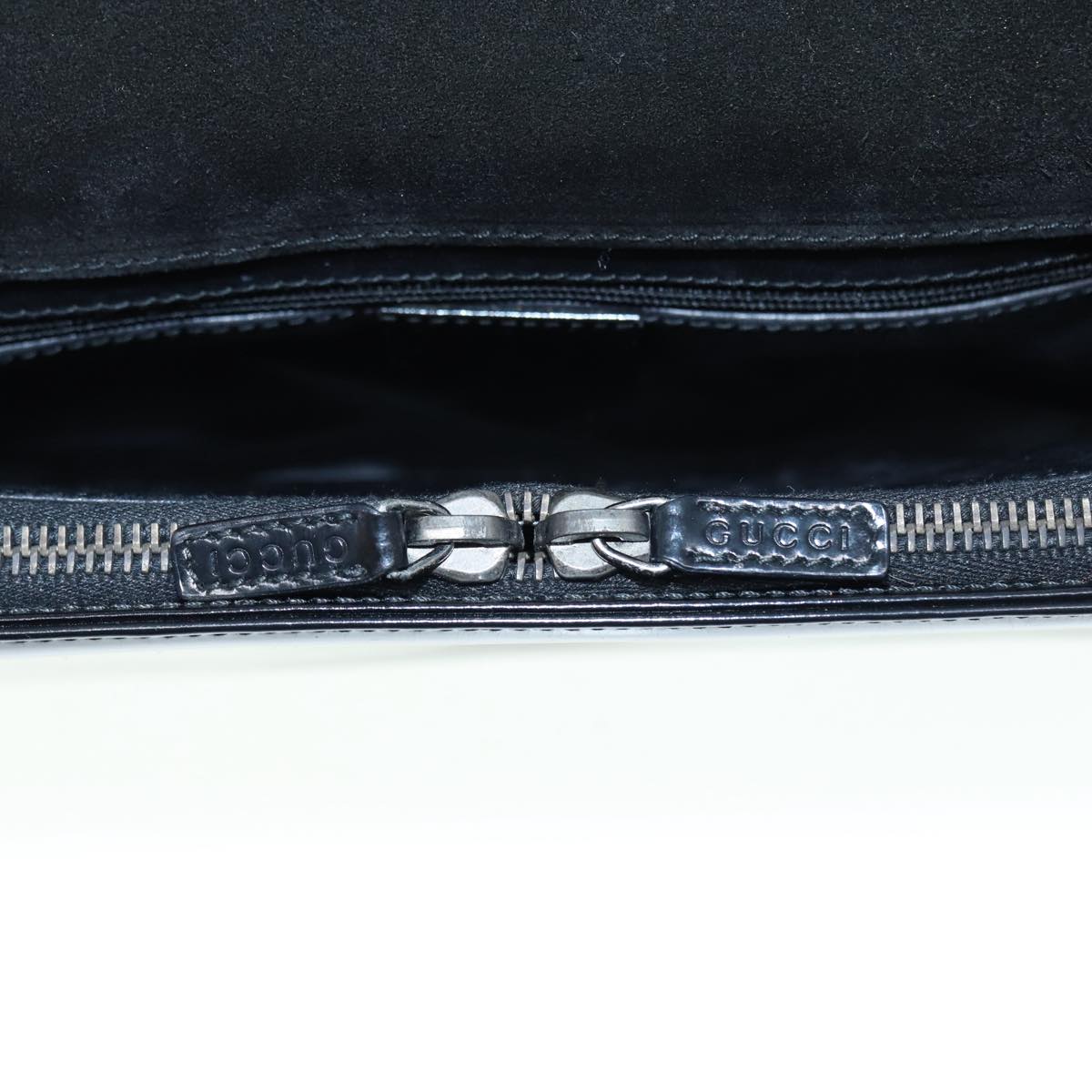 GUCCI Web Sherry Line Shoulder Bag Patent Leather Black Red 0013248 yk14343