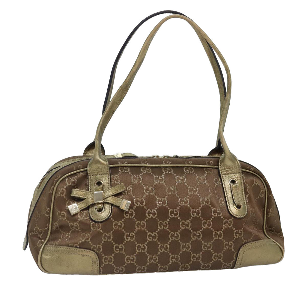 GUCCI GG Canvas Pretty Hand Bag Gold Tone Gold 161720 yk14353