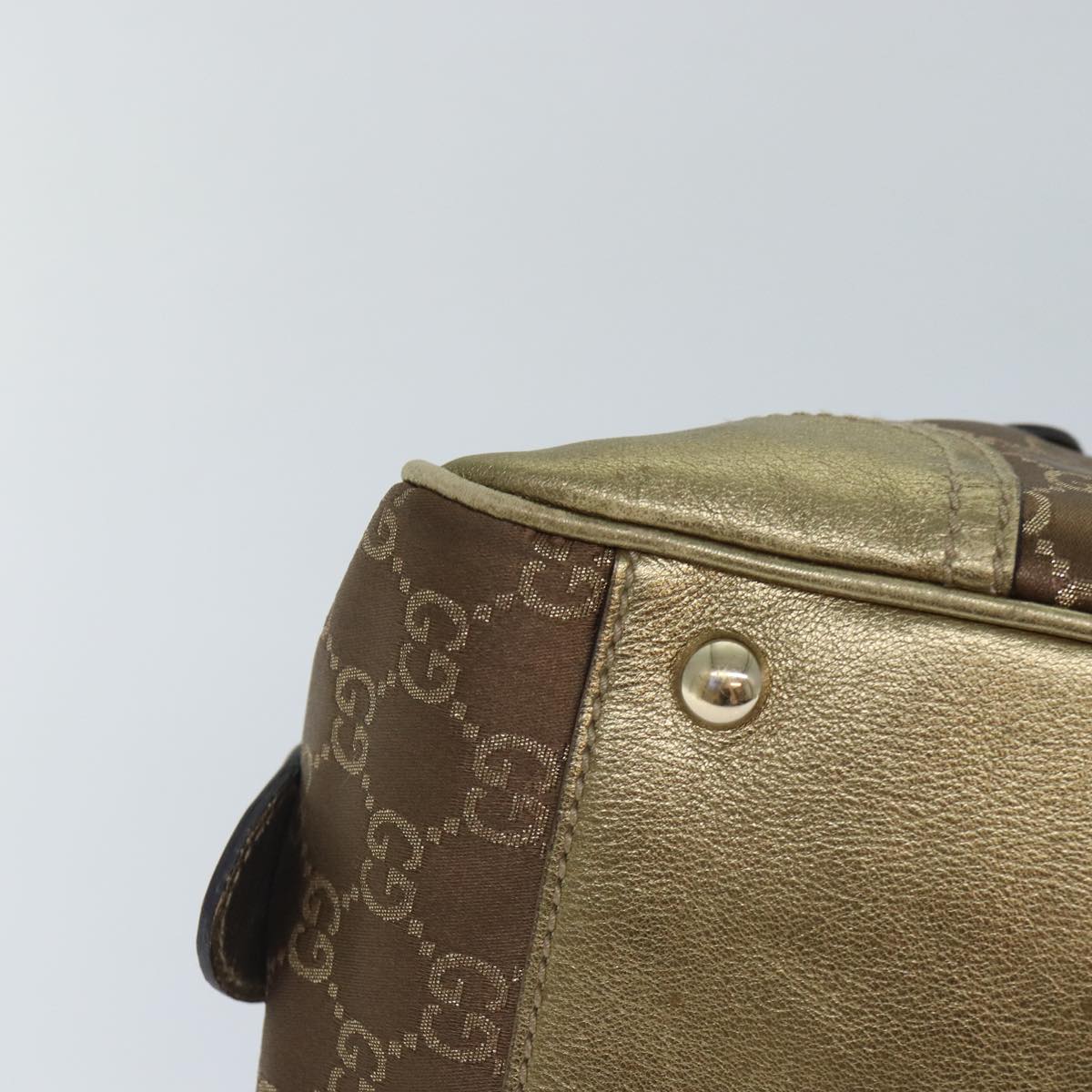 GUCCI GG Canvas Pretty Hand Bag Gold Tone Gold 161720 yk14353