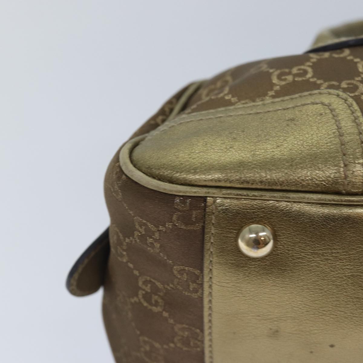 GUCCI GG Canvas Pretty Hand Bag Gold Tone Gold 161720 yk14353