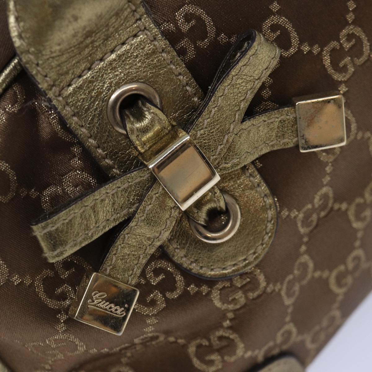 GUCCI GG Canvas Pretty Hand Bag Gold Tone Gold 161720 yk14353