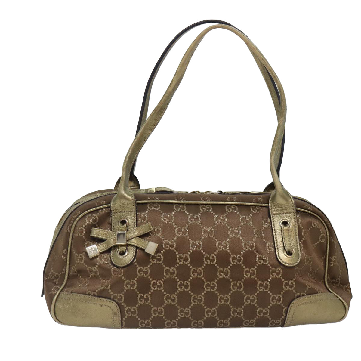 GUCCI GG Canvas Pretty Hand Bag Gold Tone Gold 161720 yk14353