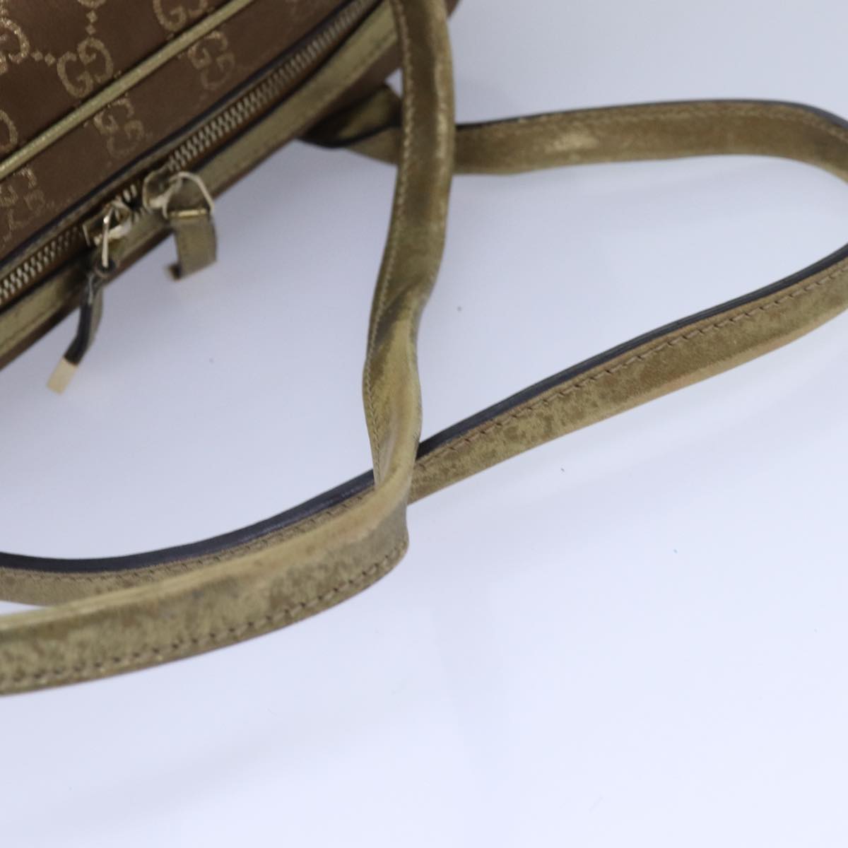 GUCCI GG Canvas Pretty Hand Bag Gold Tone Gold 161720 yk14353