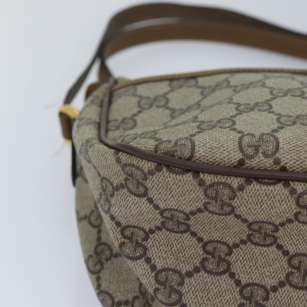 GUCCI GG Supreme Web Sherry Line Shoulder Bag PVC Beige Gold yk14355