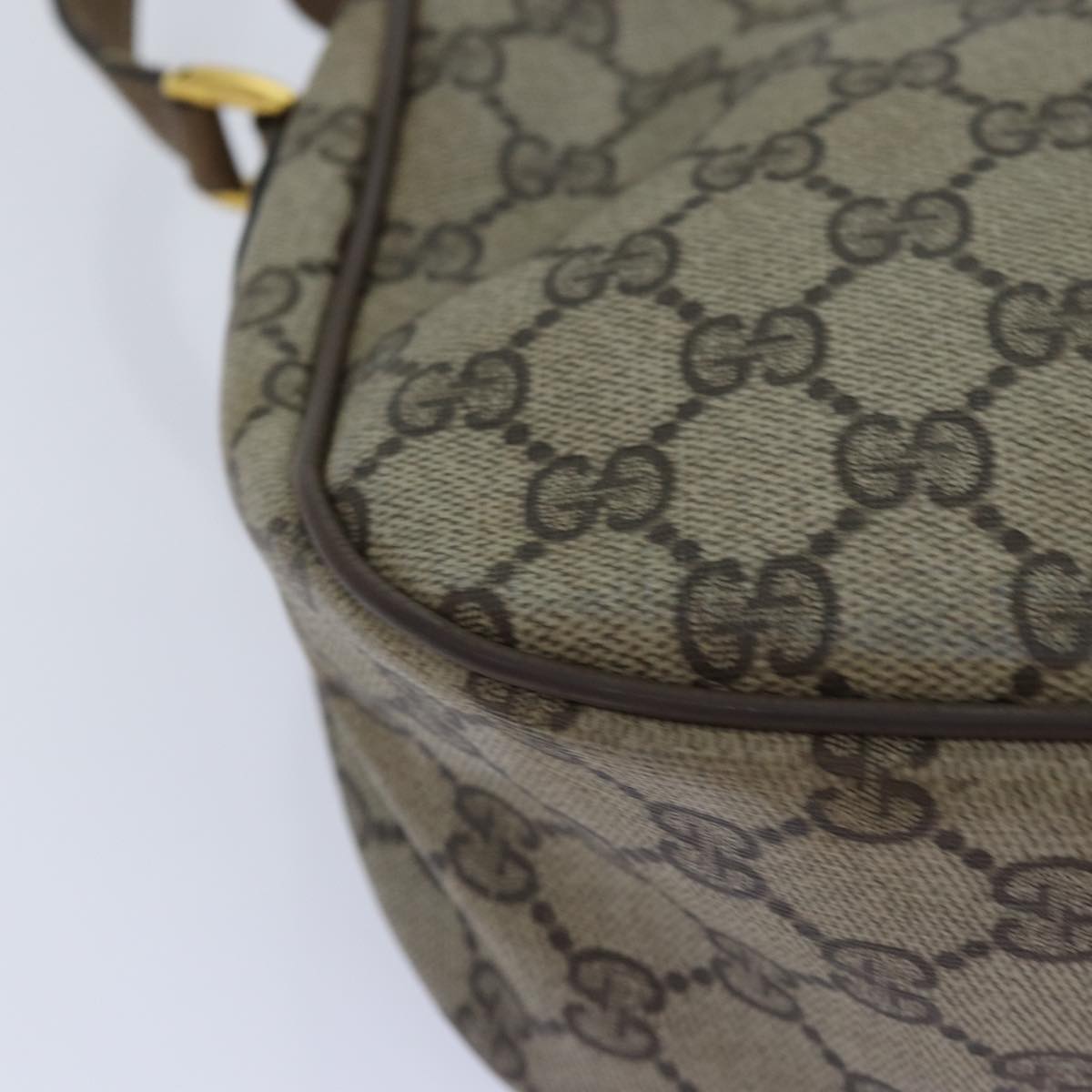 GUCCI GG Supreme Web Sherry Line Shoulder Bag PVC Beige Gold yk14355