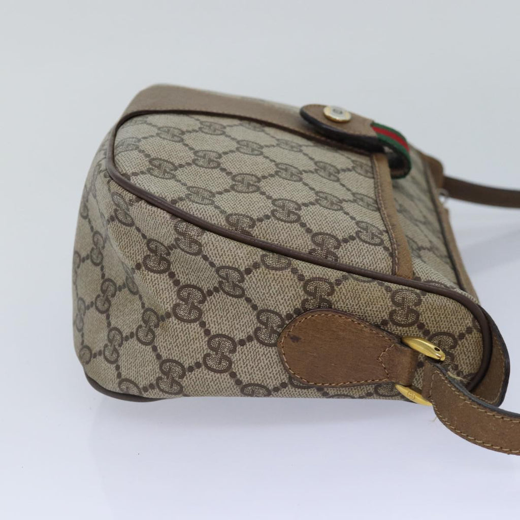 GUCCI GG Supreme Web Sherry Line Shoulder Bag PVC Beige Gold yk14355